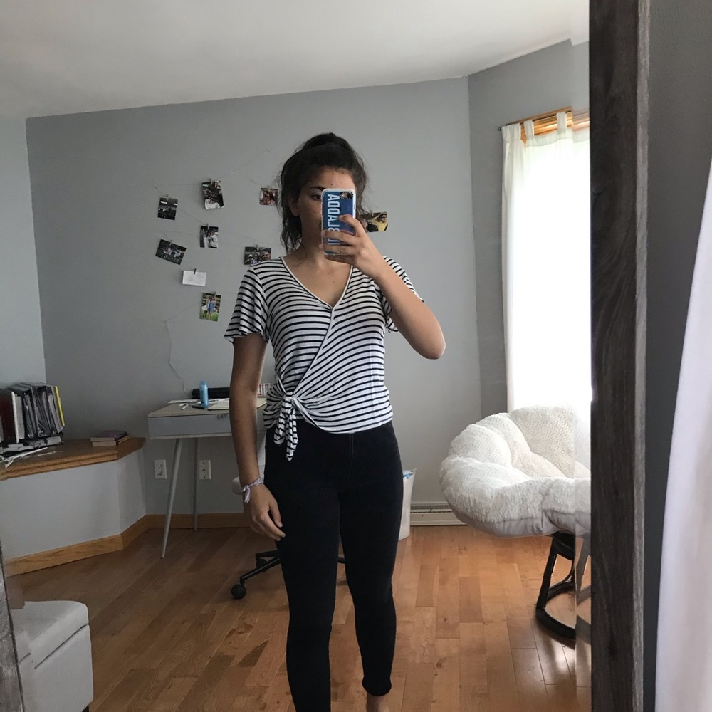 dry goods striped and flowy shirt